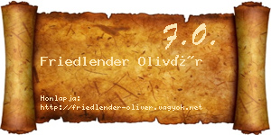 Friedlender Olivér névjegykártya